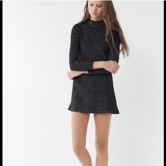 Urban Outfitters Sofia Sparkly Metallic Mock-Neck Sweater Dress - Picture 3 of 7